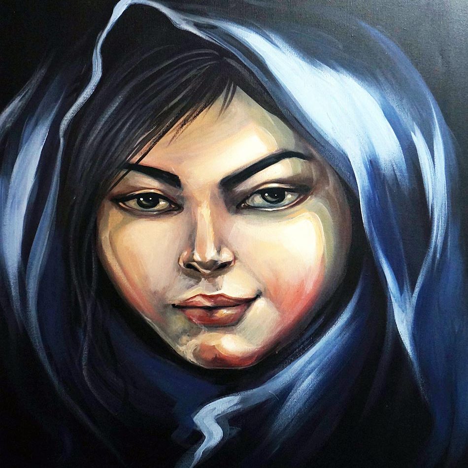 دختری با شال آبی